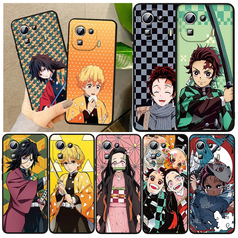 

Japanese Anime Demon Slayer Cover For Xiaomi Mi 13 Pro Lite 12X 12 11 11T 11i 10T 10 Pro Lite Ultra 5G Black Phone Case