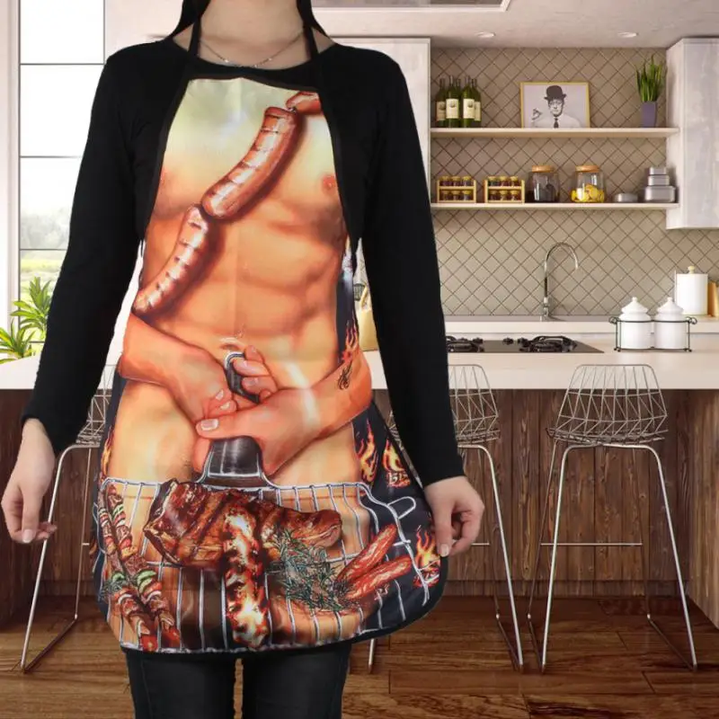 

Kitchen Aprons For Woman Men Chef Work European And American Fashion Personality Creativity Funny Apron Bikini Series Apron