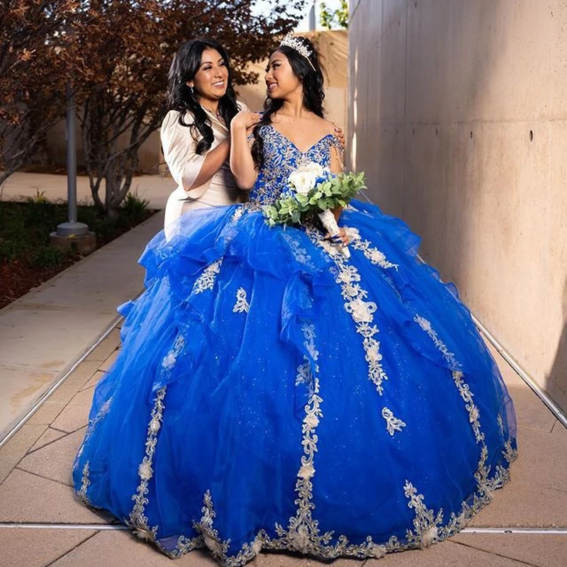 

Sexy Off-Shulder Ball Gown Quinceanera Dresses Vestidos De 15 Anos Fashion V-Neck Tulle Sweet 16 Princess Party Gown