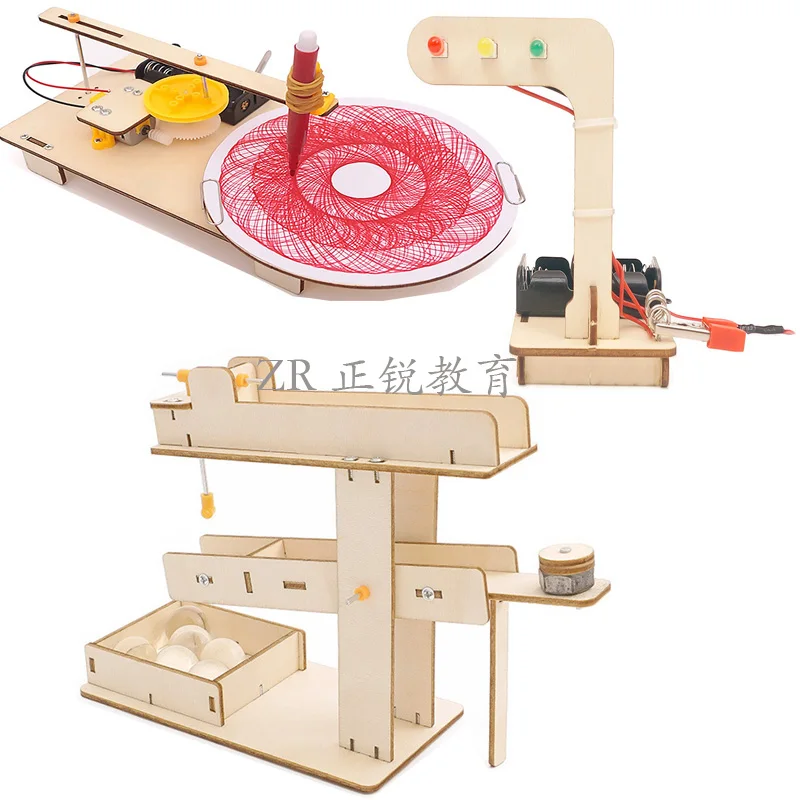 

3 набора в сборе, игрушки из стержня, научная игрушка, учебный набор для научных экспериментов, набор 3D деревянных пазлов для детей