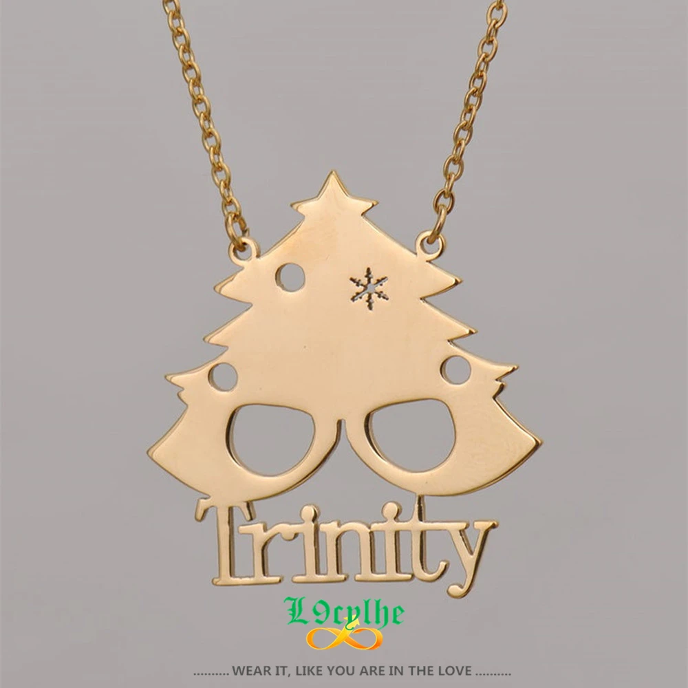 

Christmas Tree Name Necklace Personalized Name Necklace Christmas Gift For Women Stainless Steel Chain Choker Kid's Jewelry