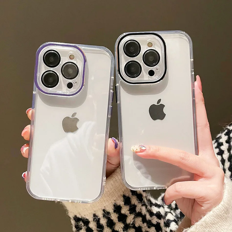 

Acrylic Glass Lens Protection Clear Soft Silicone Case For iPhone 13 12 11 Pro Max Shockproof Camera Protective Anti-drop Cover