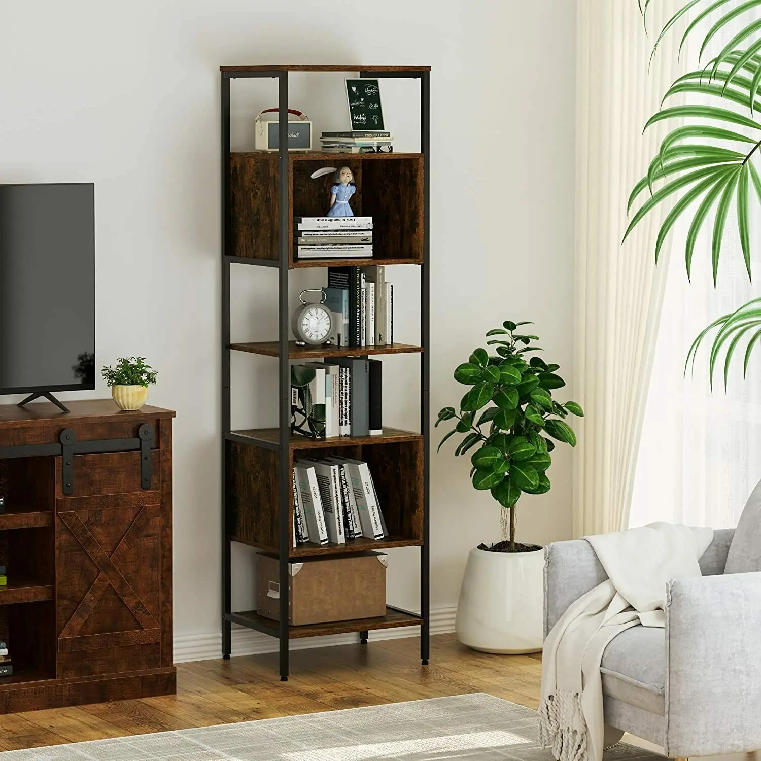 

Homfa 70’’ 180 cm Tall Bookcase Organizer 6-Tier Display Storage Open Free Standing Shelves