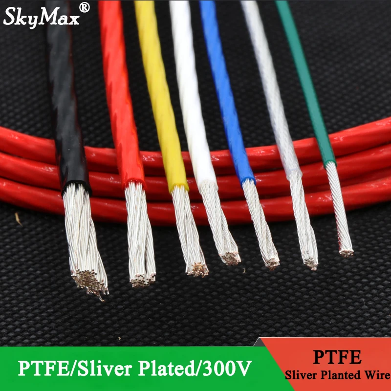 1/5 м 10/11/13/14/15/18/20/22/24/26/28/30 AWG посеребренный провод PTFE, высокочистый медный кабель OFC для 3D-принтера «сделай сам»