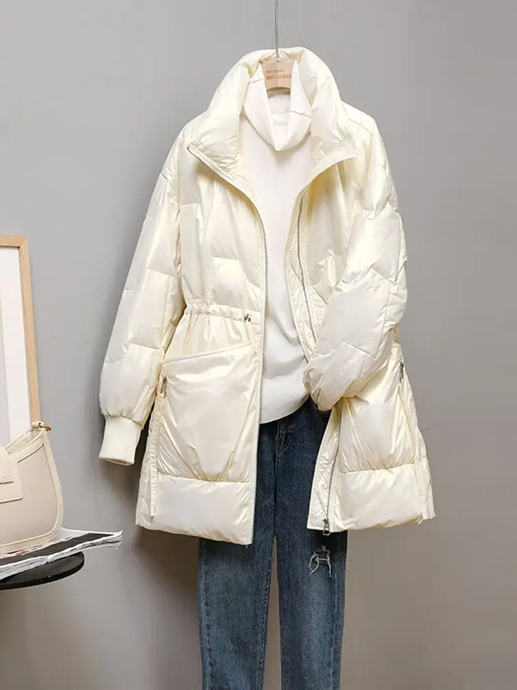Women Long Down Jacket New Casual Style White Duck Down Full Sleeve Jackets Autumn Winter Coats And Parkas Female Outwear