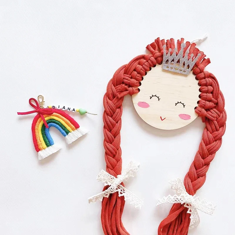 

INS Nordic Braid Doll Baby Hair Clips Holder Princess Gril Hairpin Hairband Storage Pendant Wall Hanging Decor for Girl Room