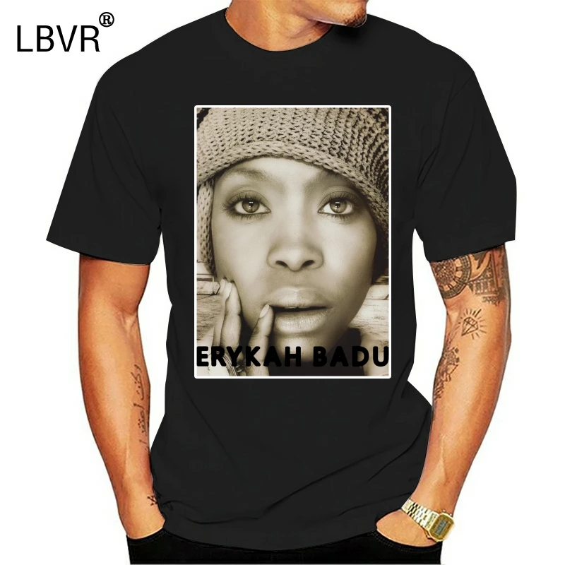 Дешевые футболки Graphic Erykah Badu мужские с коротким рукавом и круглым вырезом 3195S |