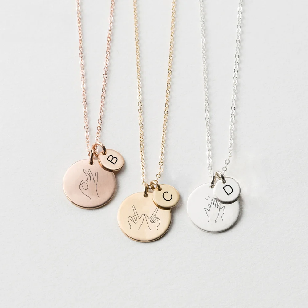 Orazio Custom Pendants Necklaces for Women Stainless Steel Laser Engrave Coin Pattern Sign Choker Neck Chain Couple Jewelry