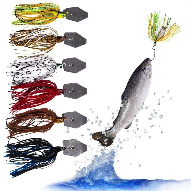 

6 Pcs Spinner Baits 6pcs Fishing Lures Baits Metal Lures Jig Fishing Lures Multicolor Buzzbait Swimbaits For Bass Trout Salmon