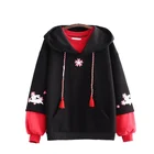 Флисовые женские толстовки в японском стиле Харадзюку, свитшот с капюшоном и кулиской в стиле пэчворк, зимний женский пуловер с имитацией двух предметов, топы, 2021