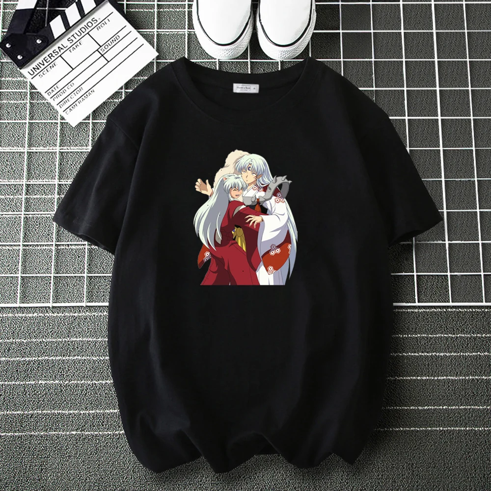 CLOOCL-Camiseta de dibujos animados de Anime para hombres y mujeres, camisa 100% de algodón de Inuyasha con cuello redondo, ropa de calle informal para adolescentes, Tops de talla asiática XS-7XL