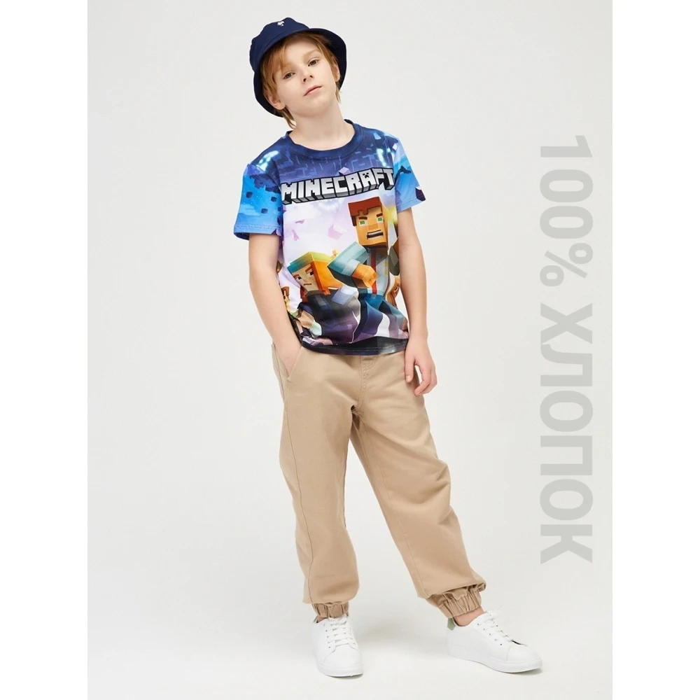 Футболка для мальчика Minecraft KT026c синий хлопок 100% | Футболки