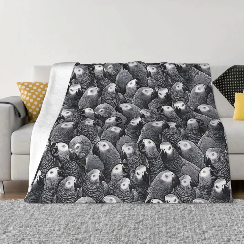 

Parrot Bird African Grey Pattern Portable Warm Throw Blankets for Bedding Travel