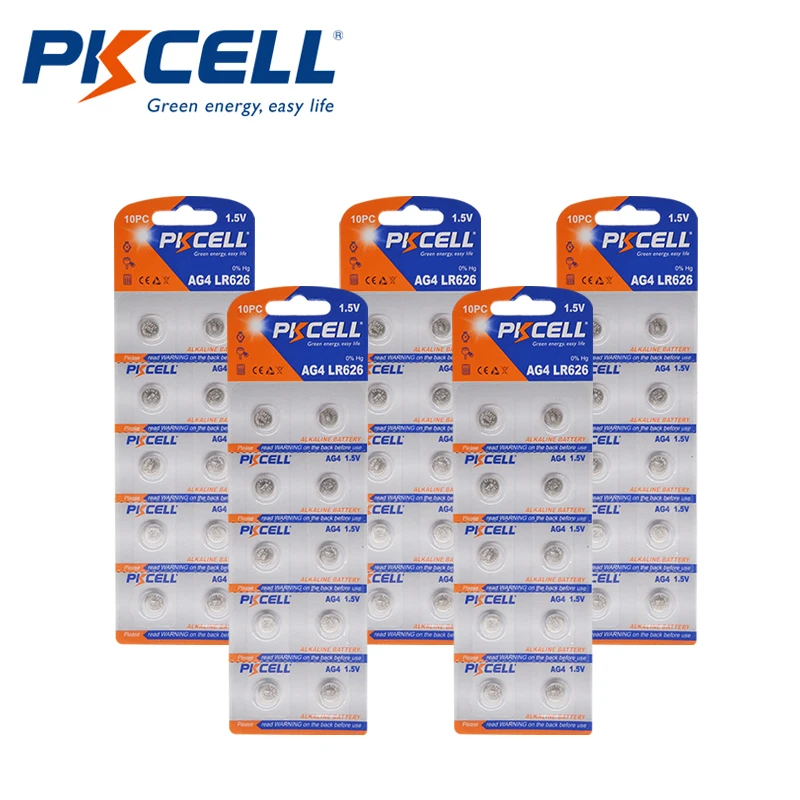 

50 шт./PKCELL AG4 SR626 LR66/177/626 SR66 177 377 LR626 1,5 в Кнопочная батарея