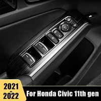 stainless steel for honda civic 11th gen 2021 2022 car door window switch buttons covers armrest panel auto interior accessories