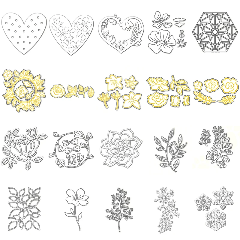 

Fragrant Floral Petal Foliage Wreath Metal Cutting Dies Snowflake Love Cutout Dies DIY Scrapbooking Making Template 2022 New