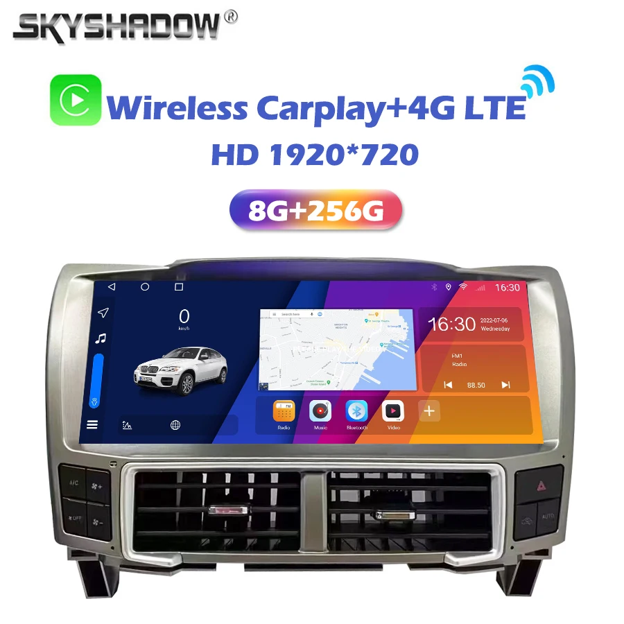 

QLED Carplay Auto Android 13.0 8G+256G Car DVD Player GPS WIFI Bluetooth Radio For Lexus RX300 RX330 RX350 RX400h Toyota Harrier