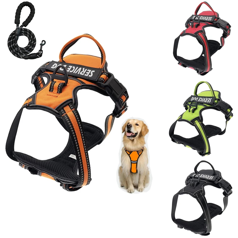 

New Dog Vest Harness Leash Reflective Adjustable Mesh Pet Collar Chest Strap Leash Harnesses With Traction Rope Dog Accessories
