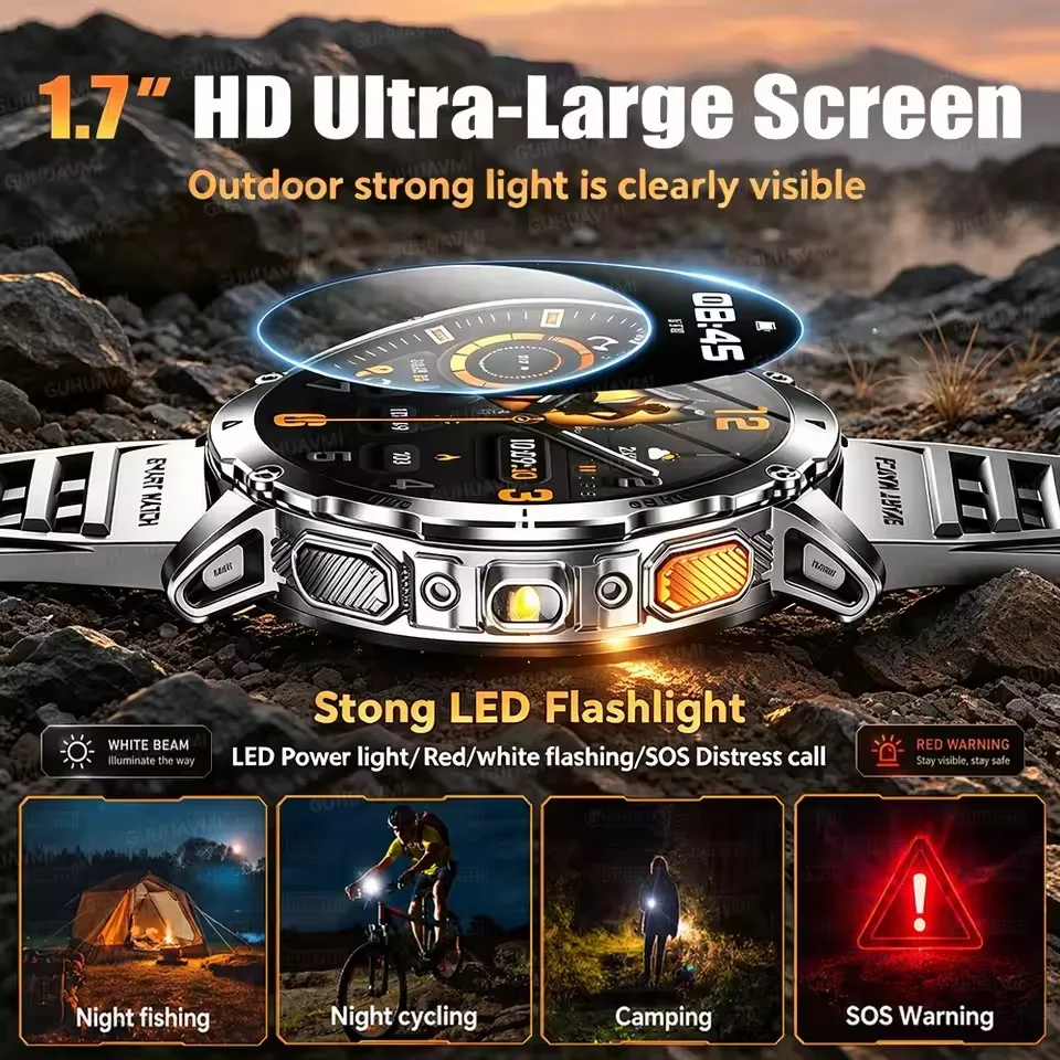 Фото Новые смарт-часы TANK PRO 2026 с аккумулятором 1400 мАч, HD AMOLED-экраном 1,7 дюйма, фонариком, фитнес-трекером и водонепроницаемостью 10ATM №2