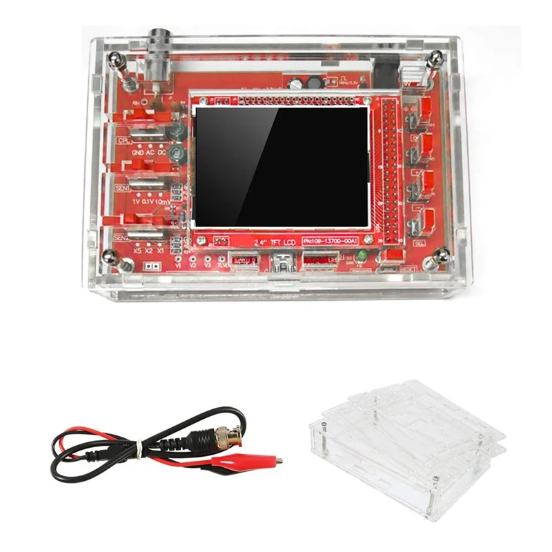 

1Set Red 2.4 Inch TFT LCD Display 1Msps Sampling Rate Digital PCB+Metal Oscilloscope E-Learning Kit