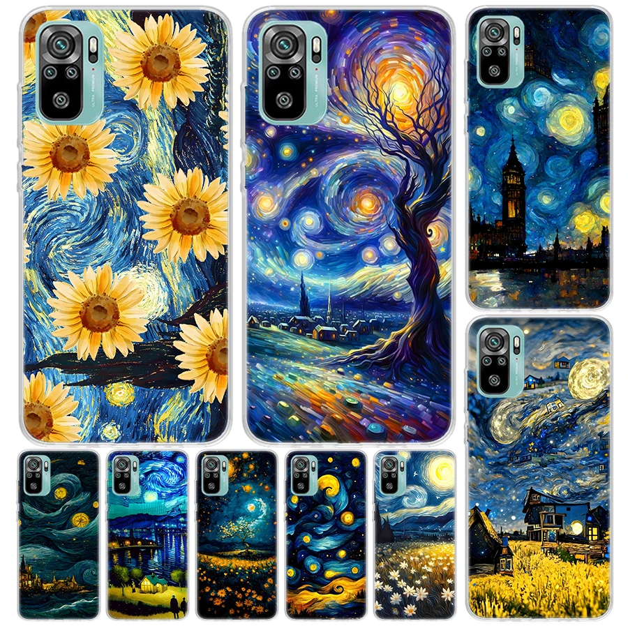 Фото Чехол Starry Night Van Gogh Art для Xiaomi Redmi Note 10 9S 9 8T 8 Pro 7 5 Mi 9T 10T 11T 12T 11 12 Lite 12X A3 A2 A1 с принтом Coque №1