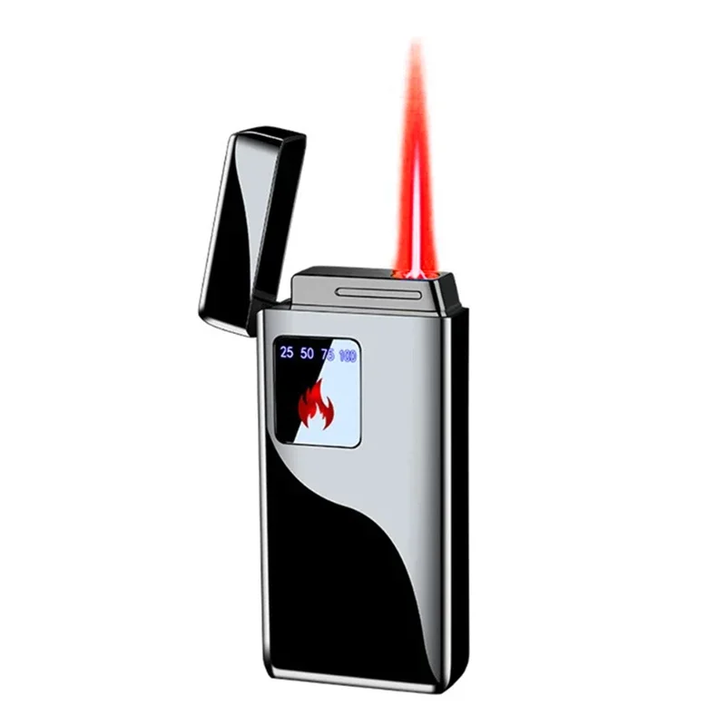 

Jet Flame Lighter Touch Screen Rechargeable USB Electronic Lighter Windproof Refillable Butane Gas Lighter Creative Smoker Tool