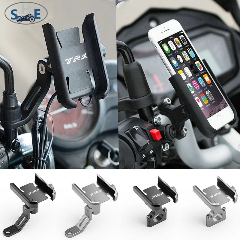 

LOGO "TRK" For Benelli TRK 502 502X TNT 125 300 600 Leoncino 250 500 Motorcycle Handlebar Mobile Phone Holder GPS Stand Bracket