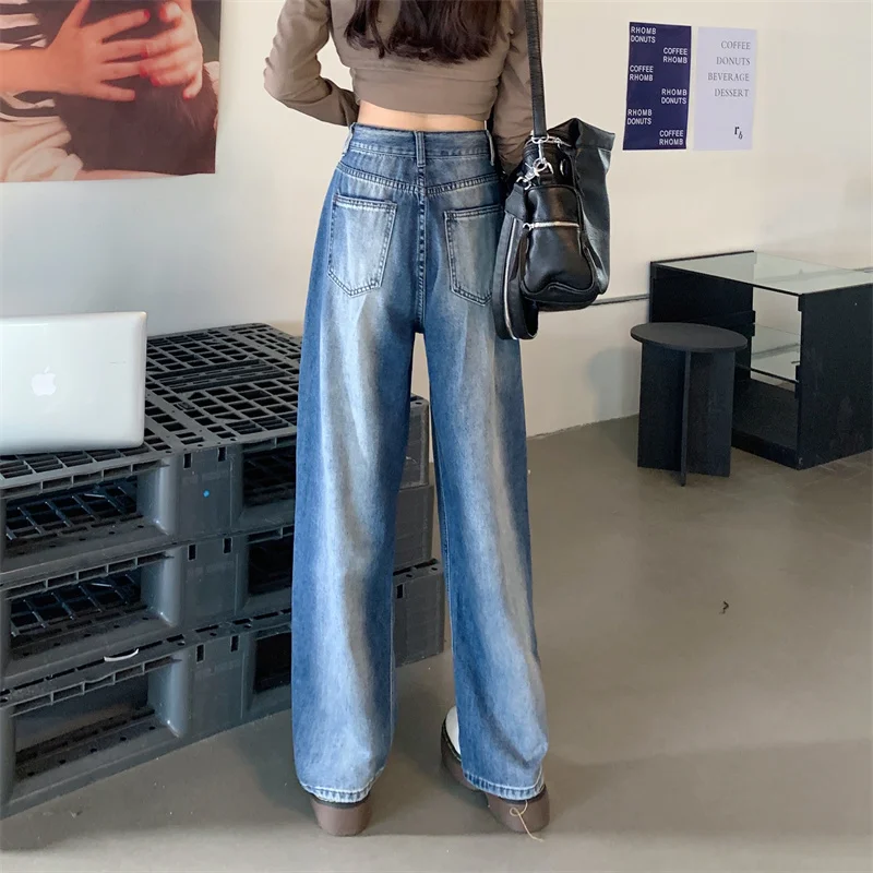 

N6058 The new slim fashion age-reducing wild denim wide-leg pants jeans