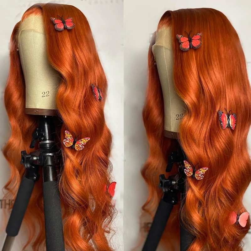 Orange Ginger Color 13x4 Lace Front Wigs Pre Plucked Brazilian Body Wave Human Hair Wig Remy Hair Glueless Lace Wig for Women