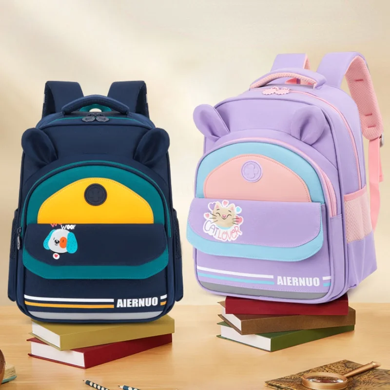 Grade 2-6 Primary Children Cute Cat Dog Ear Backpacks New Fashion Girl Boy Cartoon Lightweight Schoolbags Kids Fashion Backpack