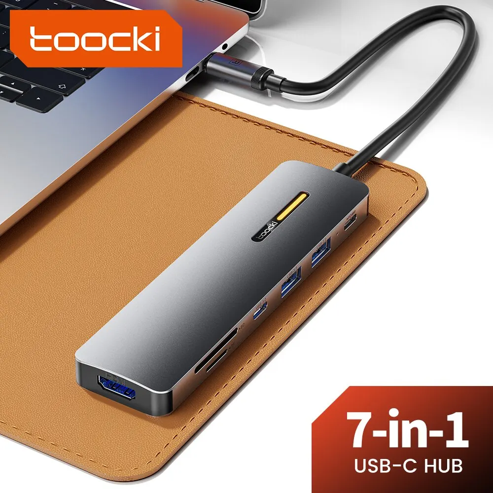 Toocki 4K USB HUB 7 In1 USB C to HDMI USB3.0 USB2.0 SD TF Card Reader PD 100W Adapter for Macbook iPad Pro Air M1 M2 Samsung PC