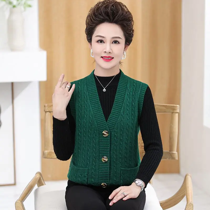 

Весенне-осенний вязаный жилет с V-образным вырезом Новый Повседневный женский свитер без рукавов модный однобортный жилет корейский Свободный женский H29