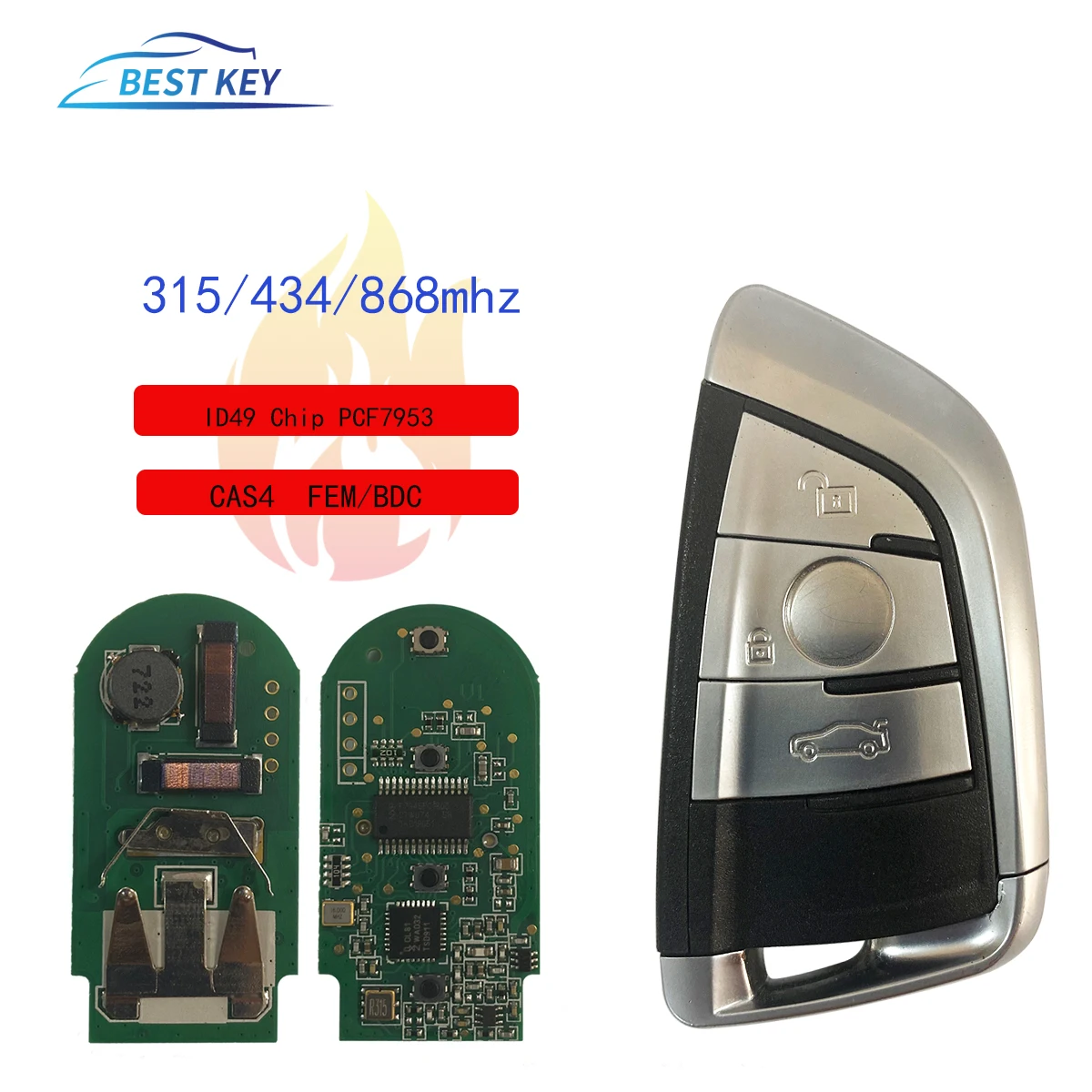 

BEST KEY Smart Remote Control Car Key For BWM 3 5 7 F X5 X6 F System CAS4+ ESW5 FEM BDC ID49 Chip PCF7953 Chip Promixity Card