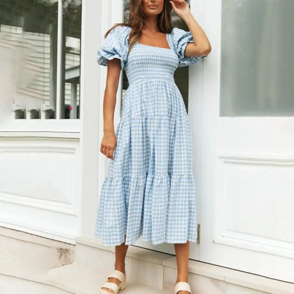 

Trendy Women Dress All-match Breathable Casual Dress High Waist Summer Dress