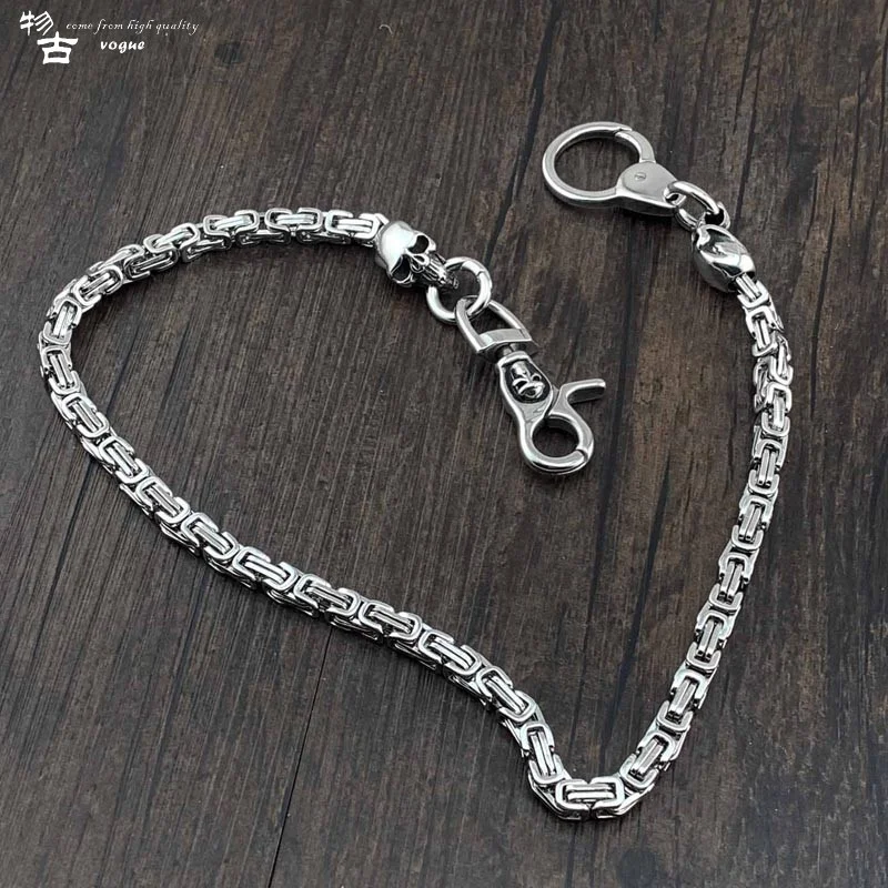 Heavy metal rock 316L titanium steel ghost head pants chain texture anti-theft wallet chain trendy male key chain