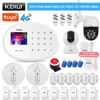 KERUI W204 Alarm System 4G WIFI GSM Home Security RFID Tuya Smart APP Remote Control Burglar PIR Motion Sensor Door Sensor Siren
