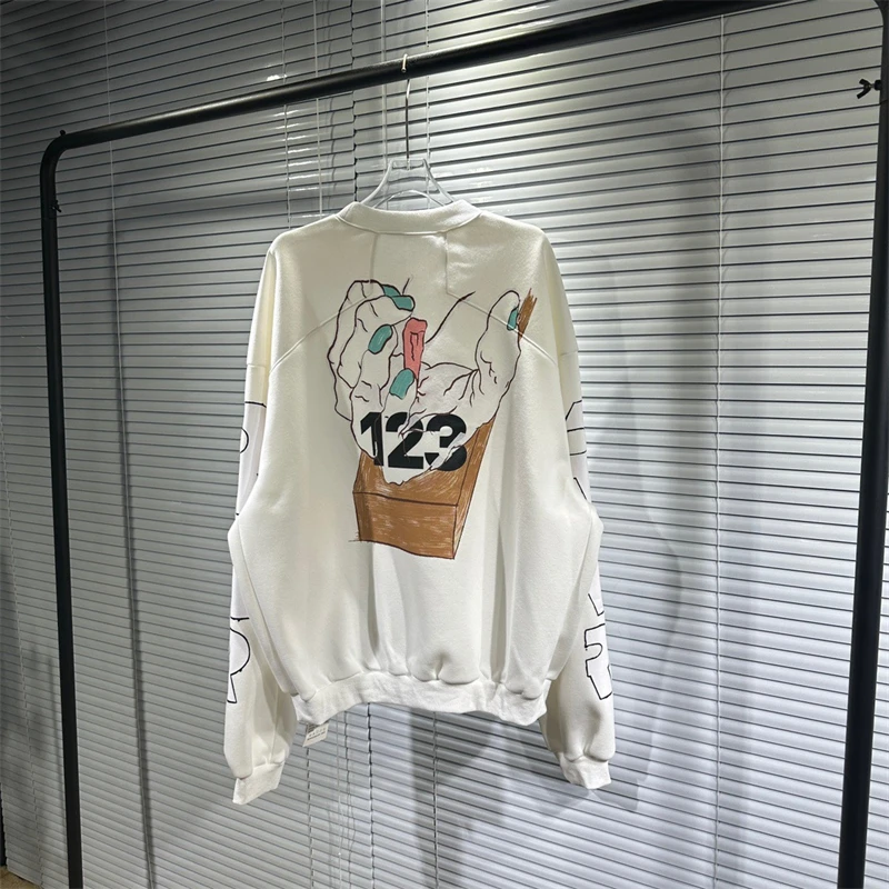 

Толстовки 2023FW RRR123 Kanye в стиле West Harajuku Хип-хоп для мужчин и женщин, лучшее качество, Повседневная Толстовка с графическим принтом, Аниме Толстовка RRR 123, с круглым вырезом