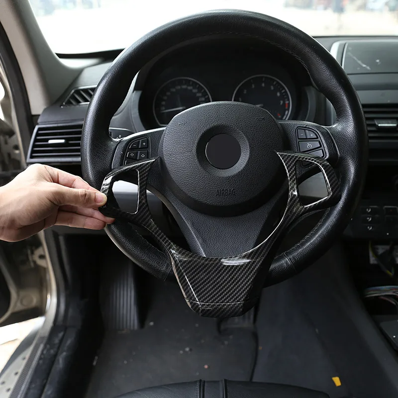 

For BMW X3 E83 03-10 ABS Carbon Fiber Texture Car Steering Wheel Decoration Frame cover Sticker Car Accessories Car modification