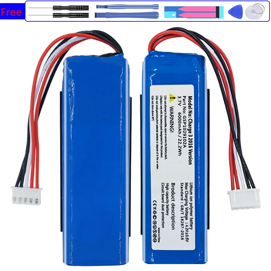 

Аккумулятор для динамика GSP1029102A (версия 2016 года), 6000 мАч, для JBL Charge 3 Charge3, версия 2016, аккумулятор для динамика + номер отслеживания