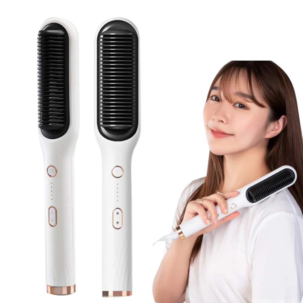 

2 In 1 Hair Curler Curling Iron Comb Negative Ion Hair Straightening Brush Hot Comb Straightener Beard Straightener for Men