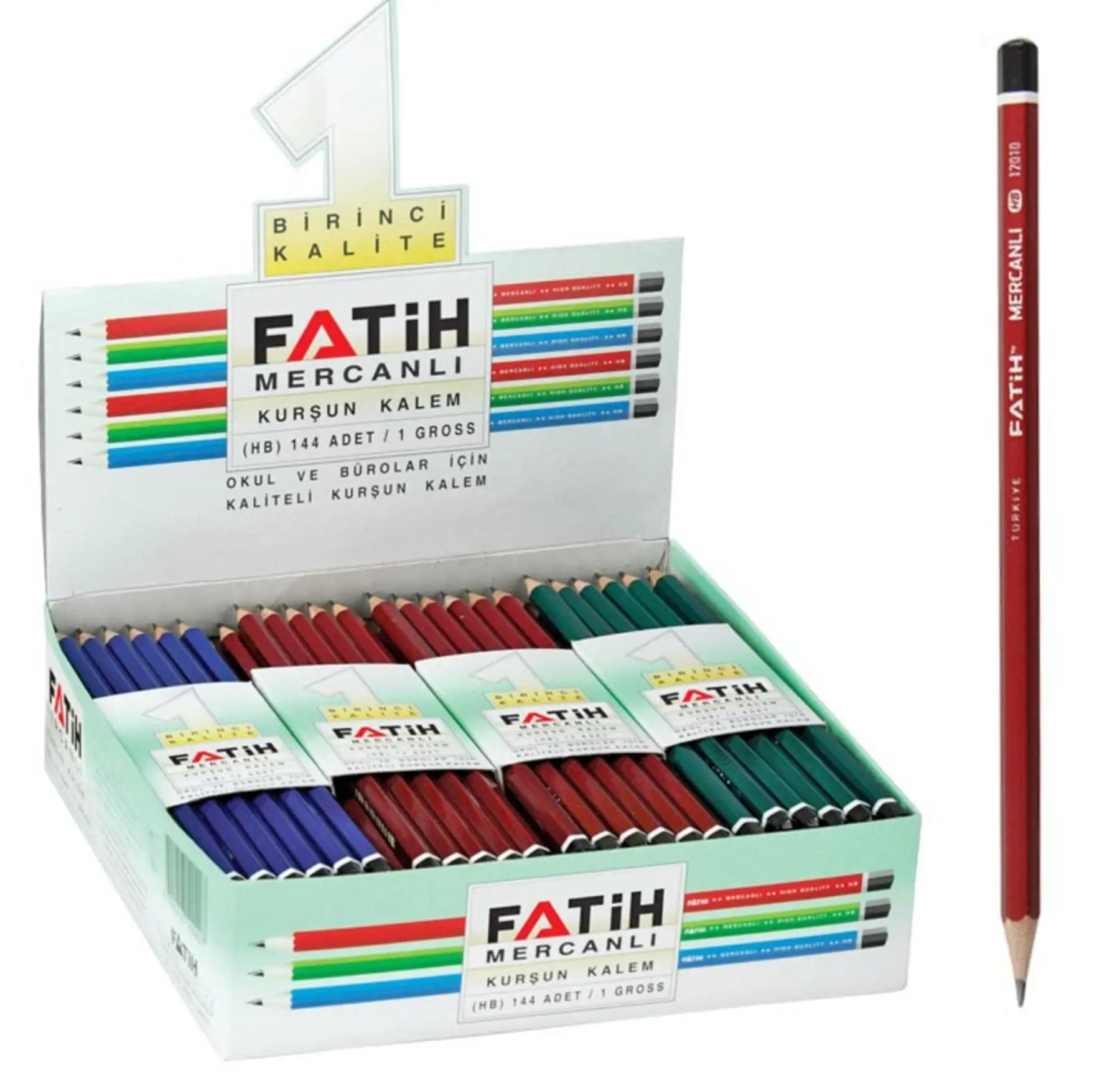 Super Coral Pencil 144 Pcs Wooden HB Blue Green Red Appearan