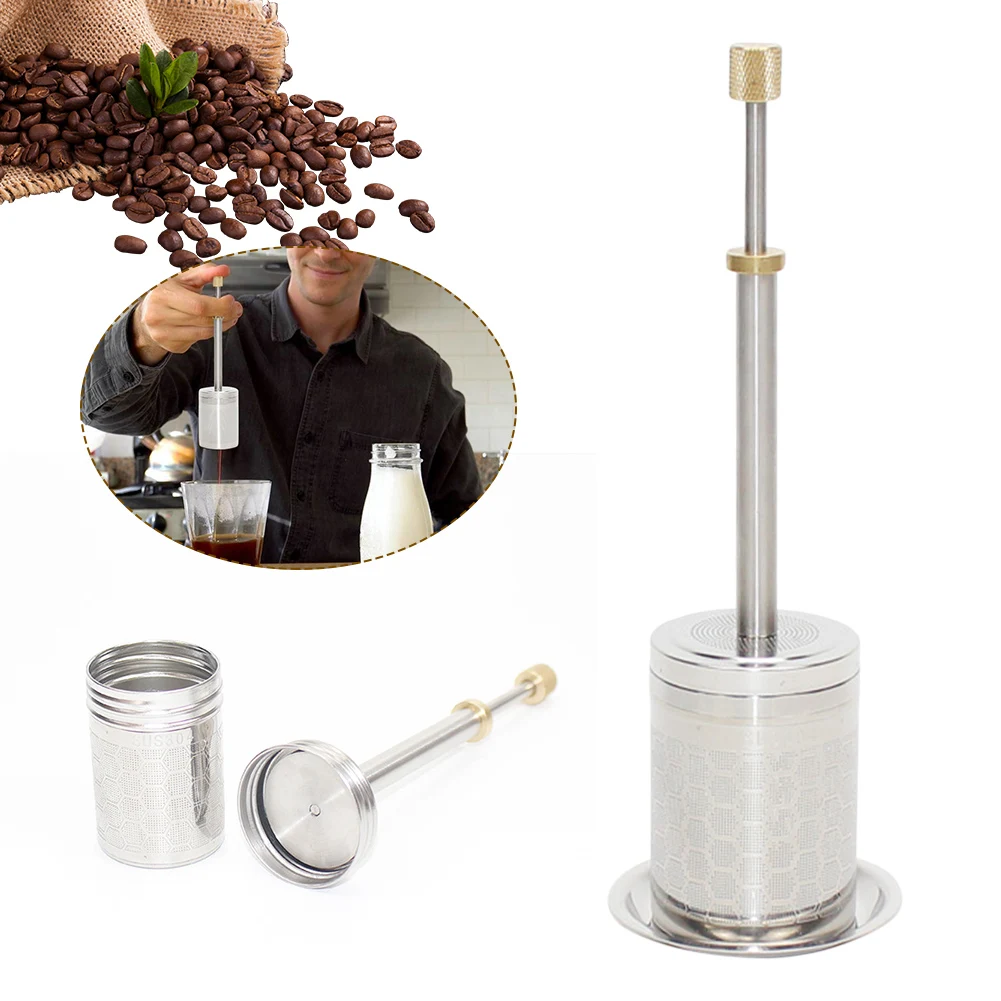 

Stainless Steel Coffee Filter Pressable Coffee Release Stirrer Reusable Press Type Coffee Mixer Manual Cold Brew Coffee Filter