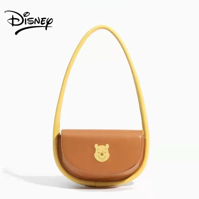 Disney Winnie Bear Girl Bag PU Leather Fashion Cool Shoulder Bag Student Small Bag Girl Disney Bag