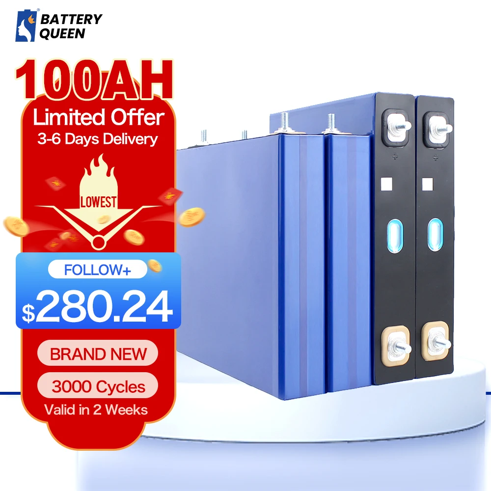 

Poland Stock 100AH LiFePO4 Battery Prismatic Cell 12V 24V 48V for Solar Energy Storage System Rechargeable Pack EU TAX Free