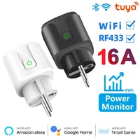 tuya smart home wifi rf433 eu socket plug outlet 16a adapter power monitor wireless remote control app for google alexa
