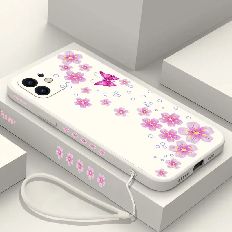 

Butterfly in Bloom Phone Case For iPhone 14 13 12 11 Plus Pro Max Mini X XR XS SE2020 8 7 6 6S Plus Cover with Strap