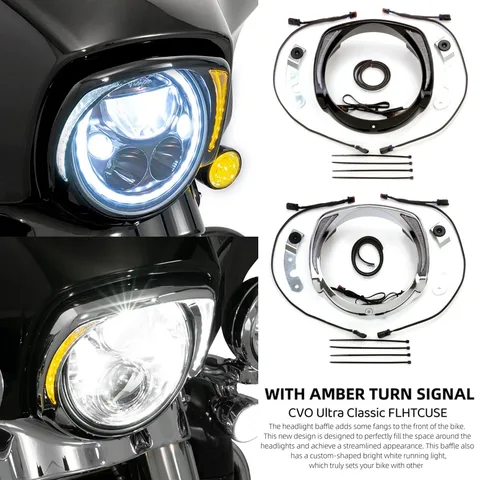 Для Touring Street Glide Road King Electra Tri Glide FLHR FLHX FLTXR мотоциклетная фара безель декоративное кольцо с янтарным указателем поворота