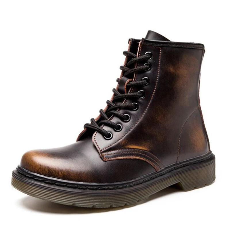 

zapatos de seguridad hombre Unisex Winter Boots For Ankle Boots Genuine Leather Boots Cowboy Ankle Motorcycle Boots Men Shoes