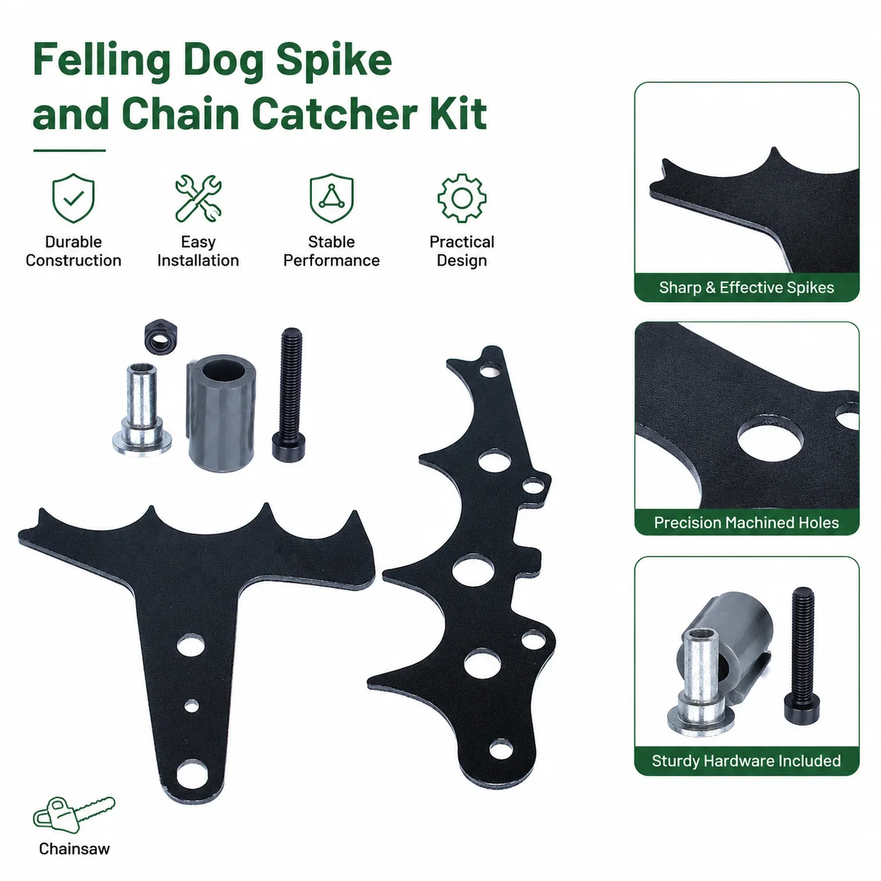 Фото Комплект цепеукладчиков (цепеуловителей) Felling Dog Spike Bumper Chain Catcher, совместимый с бензопилами Husqvarna 362, 365, 371, 372, 371XP, 372XP, запасные части для пил. №5