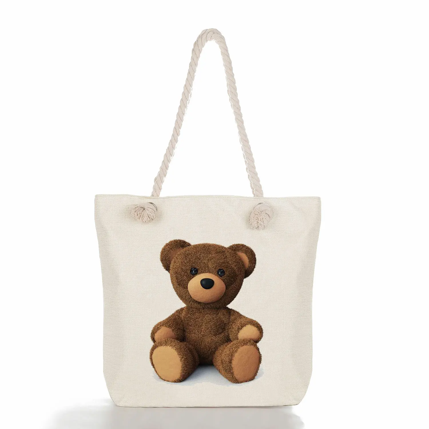 

2023 New Casual Canvas Print Tote Bag Cute Brown Beer Pattern Shoulder Bag Animal Cartoon Handbag Print Schoolbags